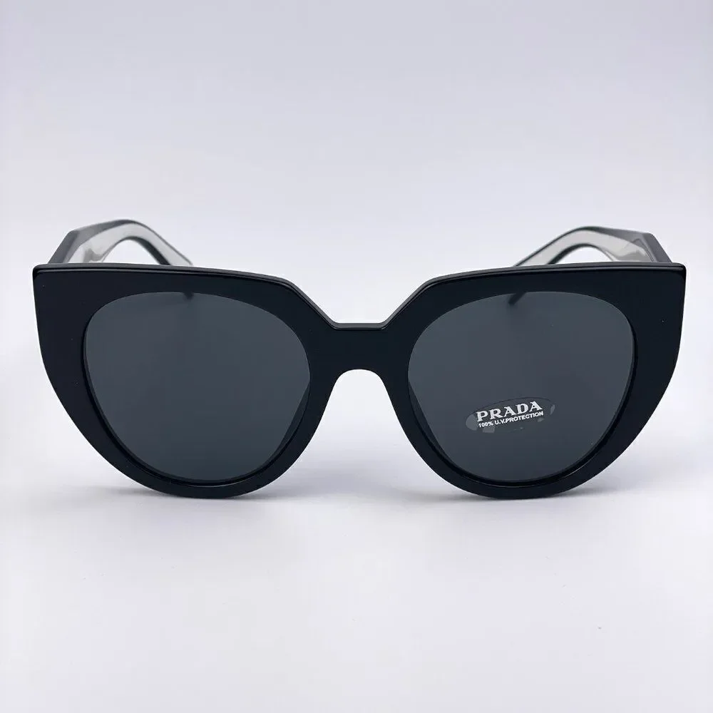 NEW Prada PR14WS 09Q-5S0 Black Talc Gray Cat Eye Oversized Women Sunglasses
